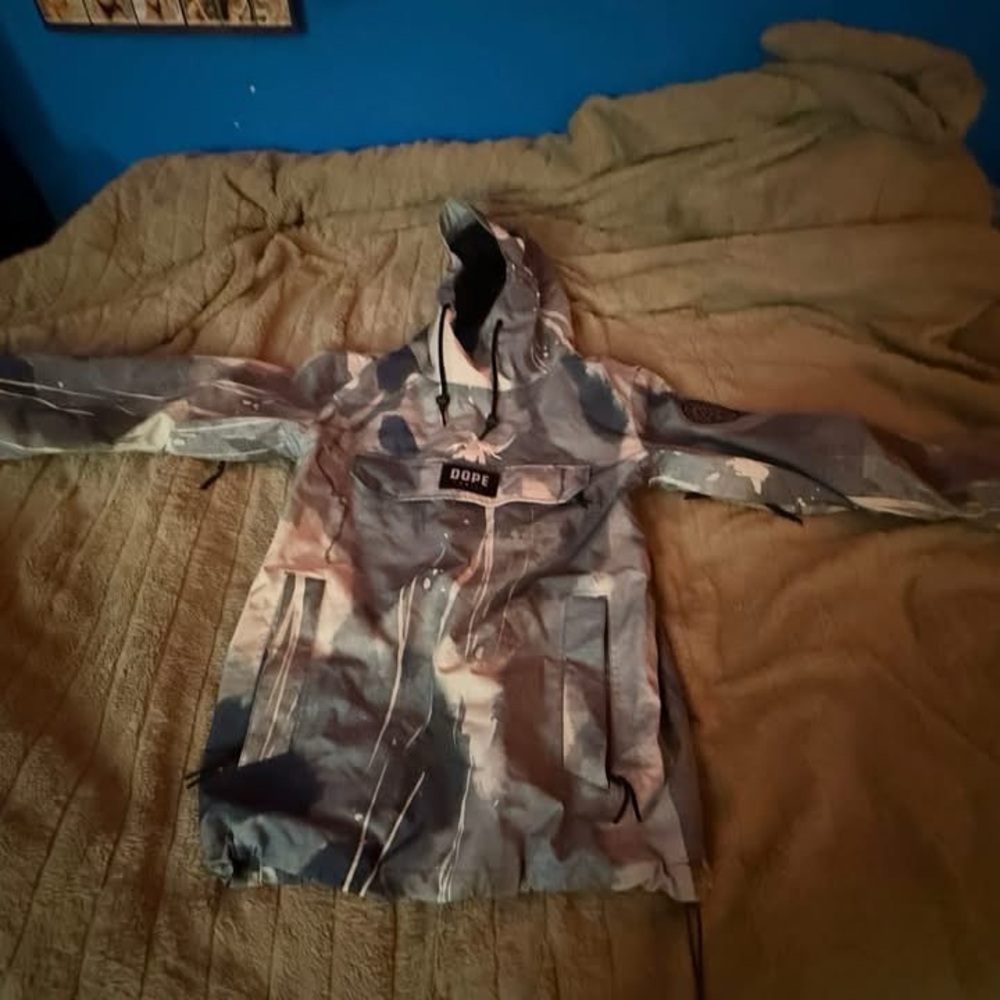 DOPE Blue and White Hooded Jacket